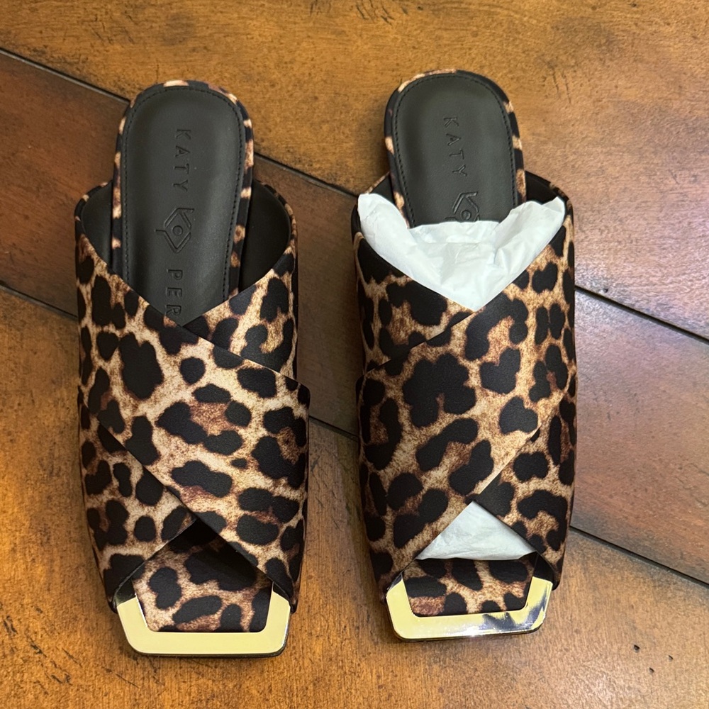 Katy Perry Collections Animal Print Mules with Metallic Touch
